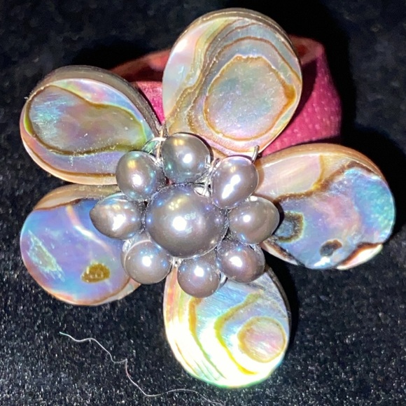 Flower Pearl and Abalone Adjustable Ring - Picture 7 of 7